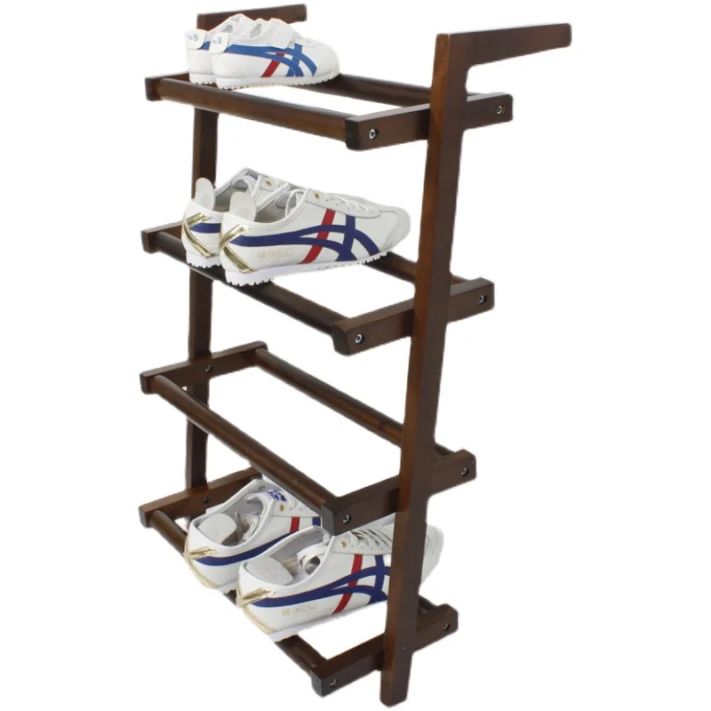 

Wooden Entryway Shoe Rack Japanese Storage Stand Multi-Tier Organizer Shelf for Closet Corner or Wall Placement