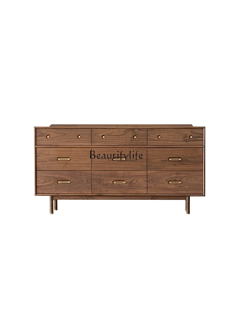 

Black Walnut Solid Wood Nine-Drawer Cabinet Bedroom Storage Drawer Storage Side Cabinet