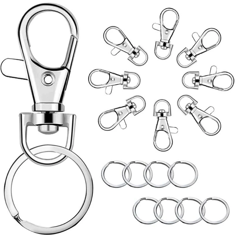 100Pcs Alloy Lobster Clasps Hooks with Jump Rings Keychain for DIY Jewelry