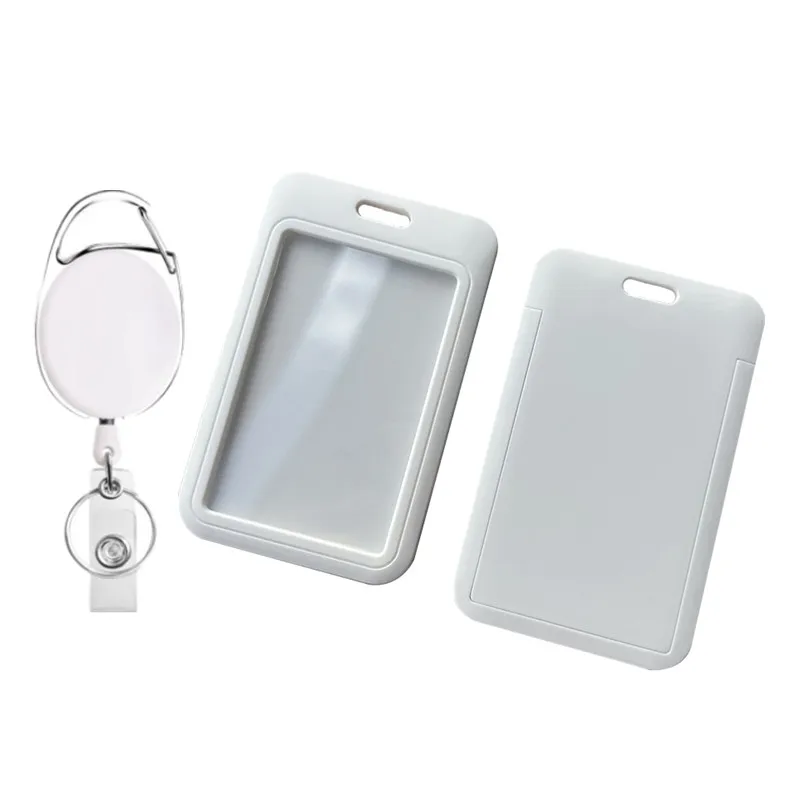 Portatarjetas de plástico ABS blanco, etiqueta de identificación, Horizontal y Vertical, funda para tarjeta de trabajo, protector para tarjeta de crédito y autobús