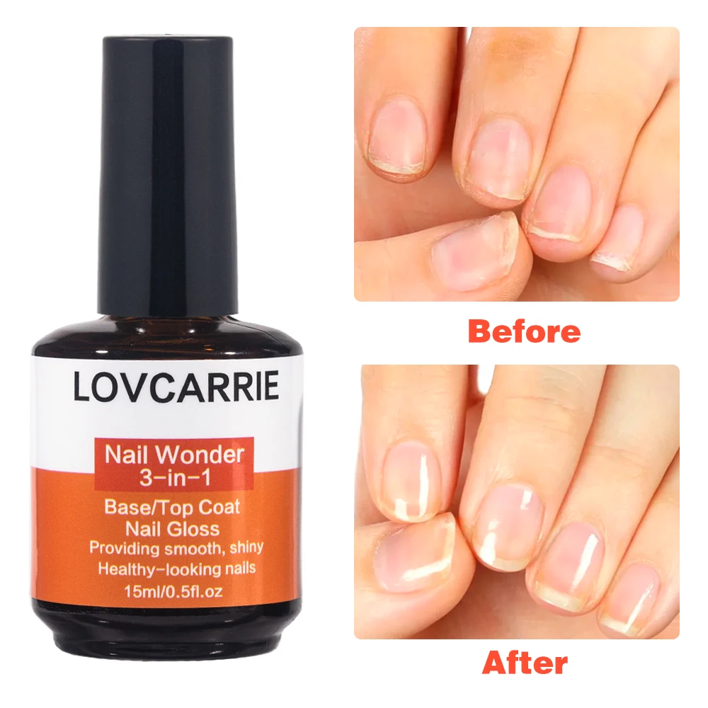 Lovcarrie Nail Wonder 3 In 1 Heldere Basis Top Coat Nagellak Snel Lucht Droog 15Ml Keratine Hoogglans Manicure Normale Nagellak