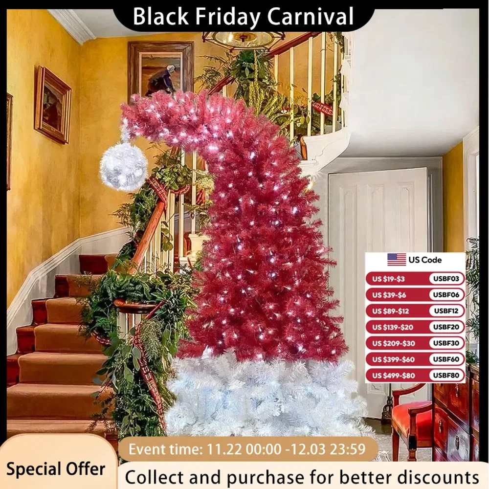 Christmas Trees Luminous Christmas Tree with Clear LED Lights, Bendable Top Fake Christmas Tree Holiday Home & Garden