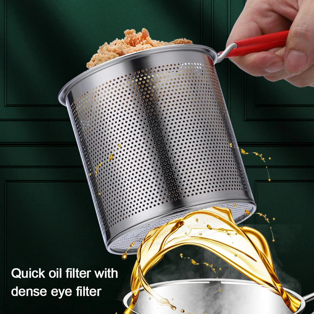 1200ml Frittiertopf mit Siebkorb Mesh Braten Nudel pfanne Edelstahl Tempura Friteuse Pfanne Braten Topf Kochute nsilien