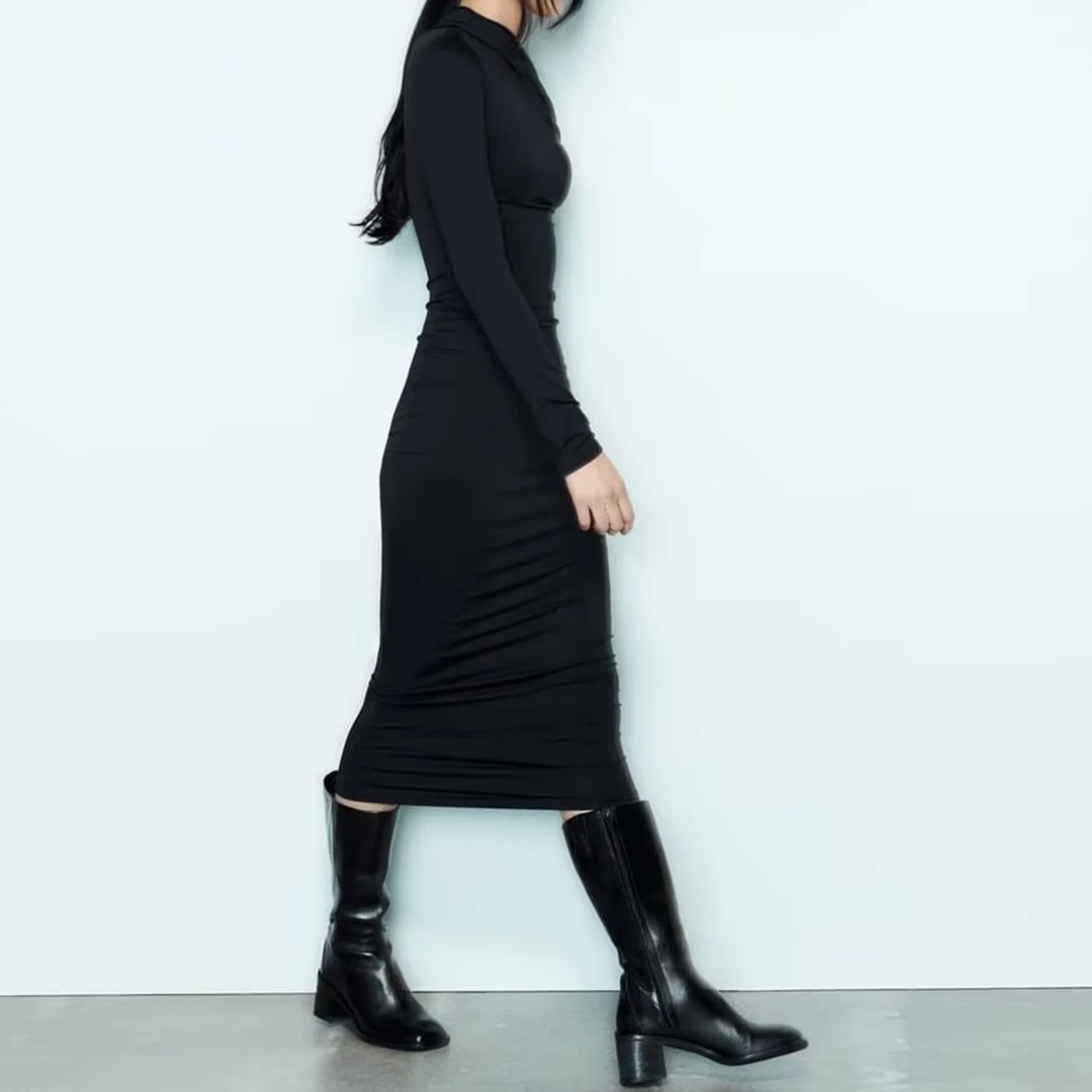 패셔너블한 비대칭 롱 드레스 우아한 개성 여성 의류 가을 2025 신상품 자다타 브랜드 데일리 웨어