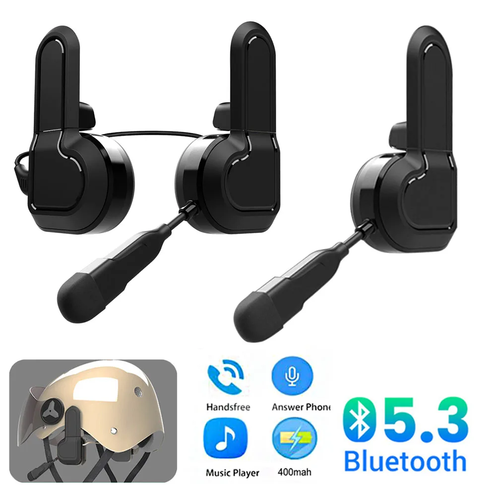 

Bluetooth V5.3 гарнитура для мотоциклетного шлема для летнего шлема, беспроводные наушники, музыкальный плеер, гарнитура с зажимом