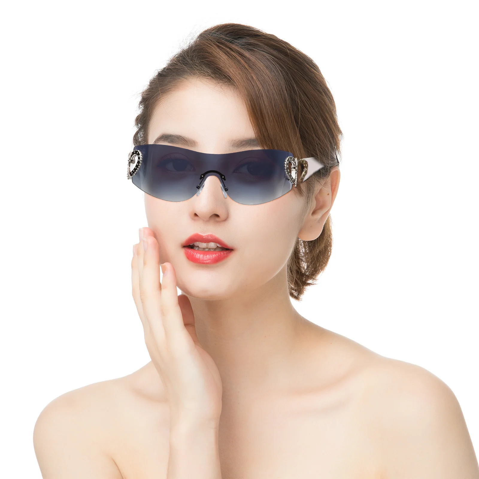 

Rimless Sunglasses Womens Trendy Frameless Eyeglasses Cool Glasses for Outdoor Vacation Photo Shoots Dancing Comfortable Fit