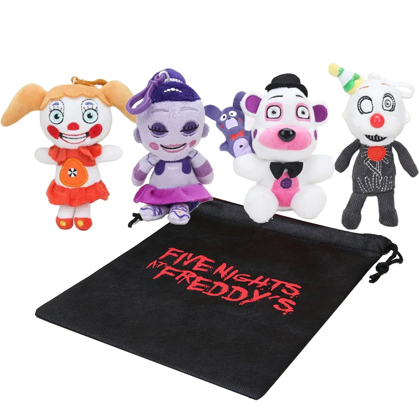 5 Stück Freddy Foxy Bonnie Chica Plüschtiere Schlüsselanhänger Anime Plüschanhänger Gefüllte Plüschpuppen Spielzeug