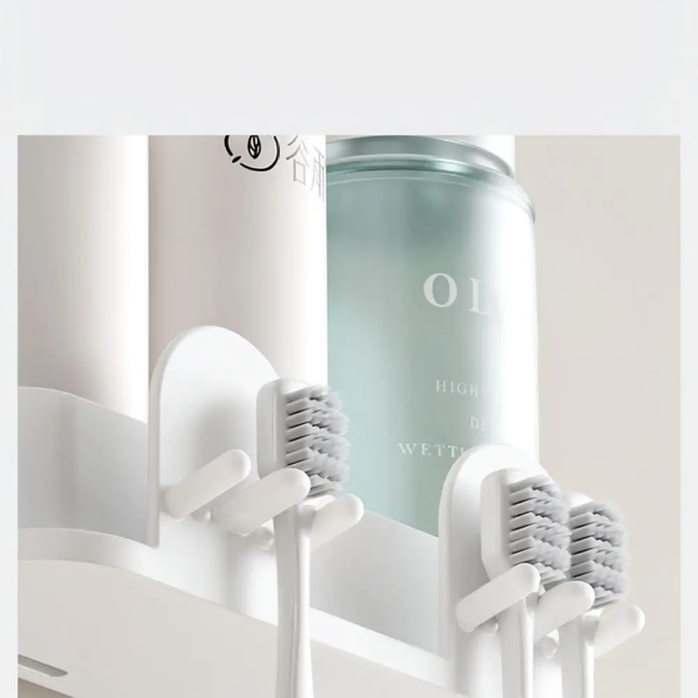 Wall Mounted Toothbrush Holder Rack Bathroom Organizer Punch Free Storage Stand For Gongqin Washroom Container Shelf