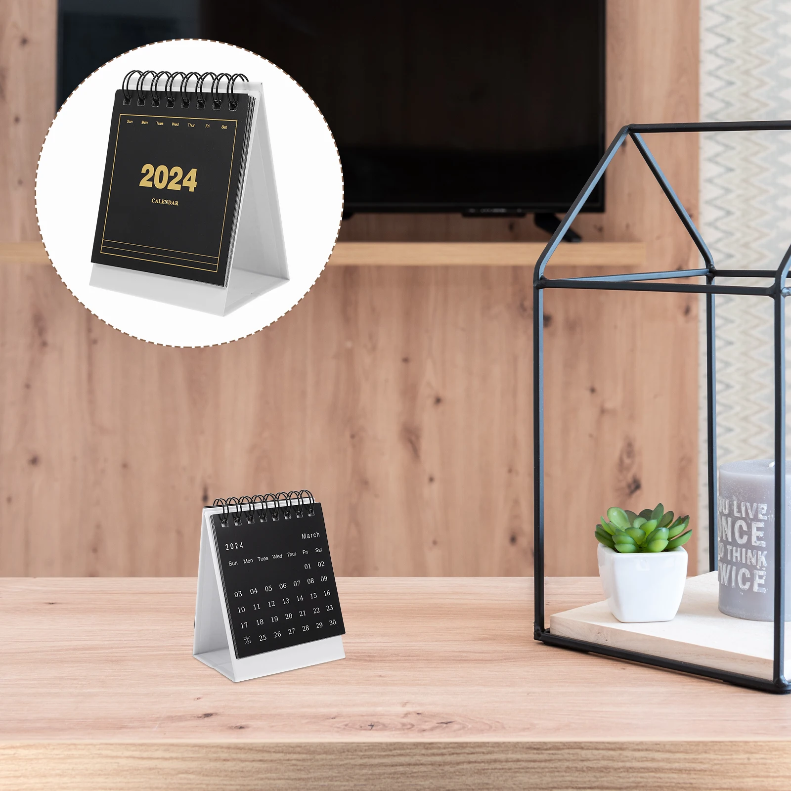 

Small Desk Calendar 2023-2024 Standing Flip Mini Monthly Trinkets Cute Office Desktop