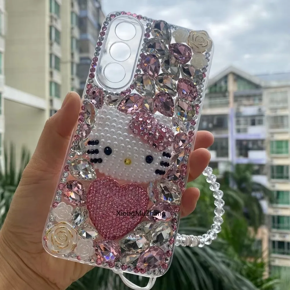 Für One Plus Nord 5 4 3 2 Hülle DIY Bling Diamant Strass Sanrio Hello Kitty Handyhülle für OnePlus Nord CE 5 Ace 6 5Ultra Ace – Detail 1