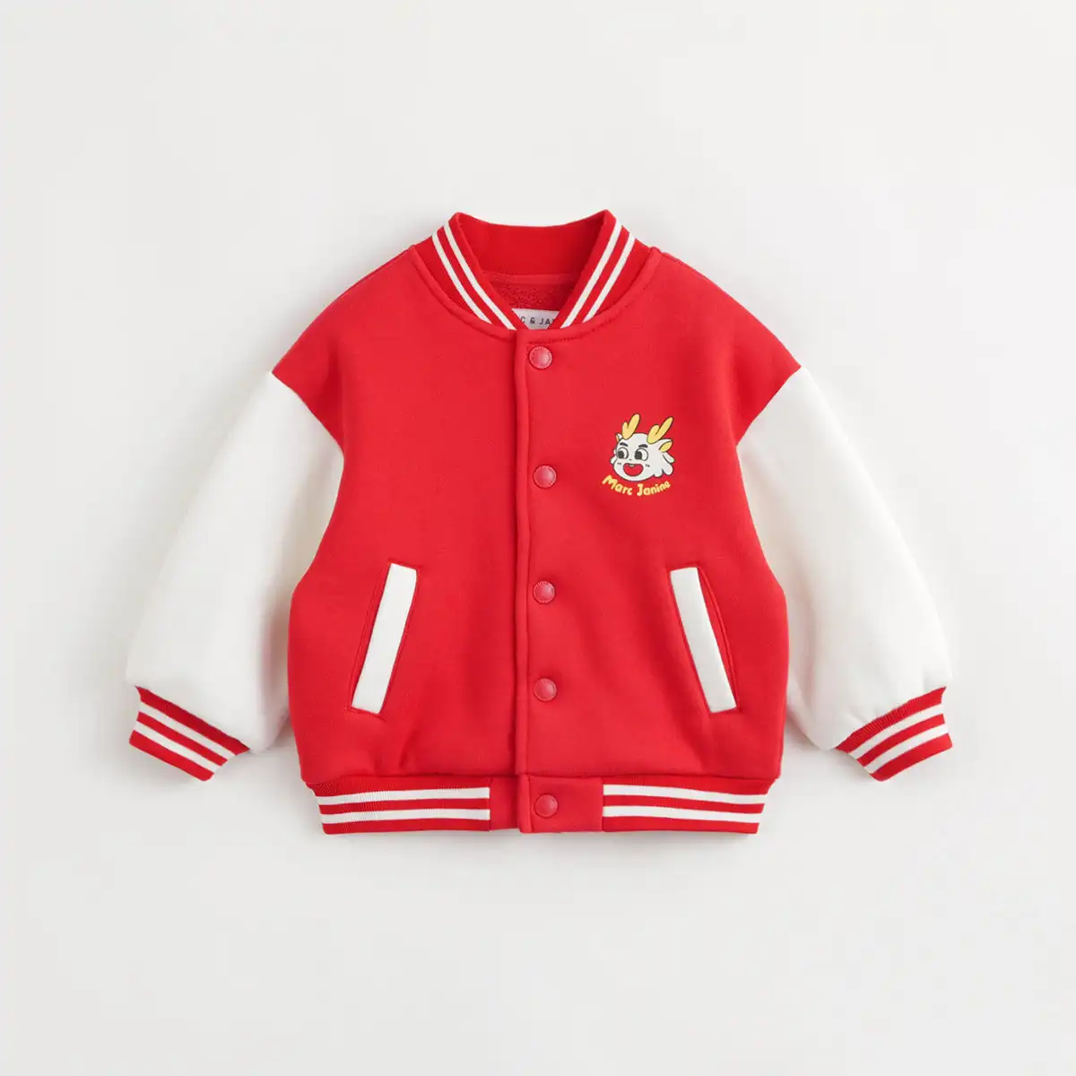 

MARC&JANIE Boys Girls Little Dragon Loose Warm Baseball Jersey Sports Jacket for Winter 232070