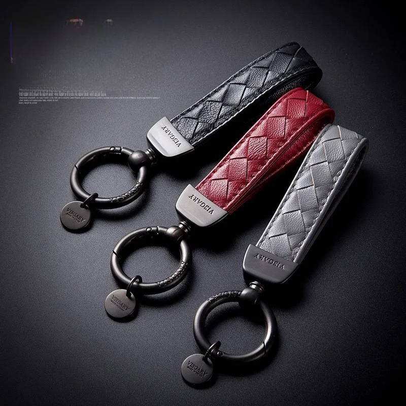 New Couple Woven Keychains Automobile Key Pendants Handicraft Gifts Men's Popular Key Accessories Carabiner Buckle Style
