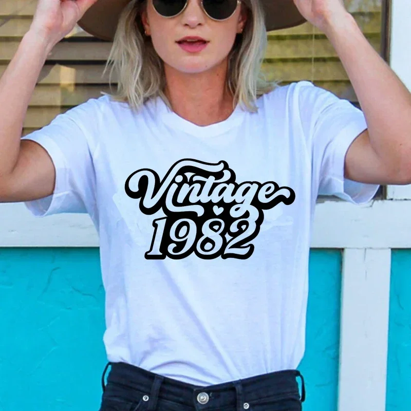 

Vintage 1982 42nd 42 Years Old Birthday Party Unisex T Shirts Cotton High Quality Graphic Tee Retro Tshirt Harajuku 80s Tshirts