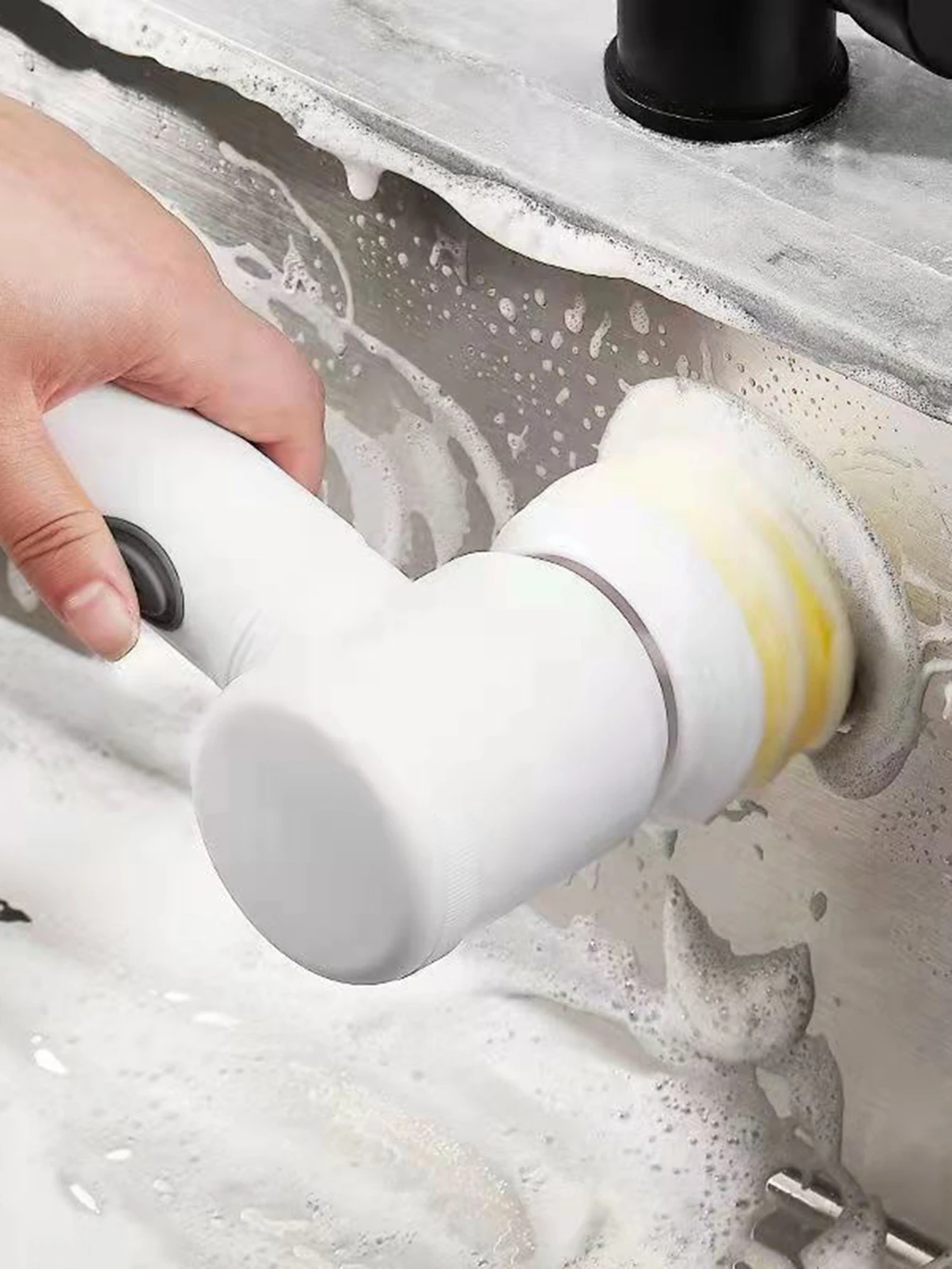 Electric Spin Scrubber com 3 substituição Brush Heads, Poder Cordless Cozinha Scrubber, Banheiro e Material Escolar