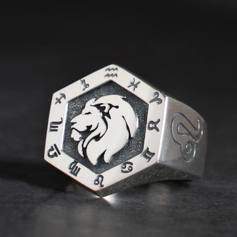 925 Sterling Silver Zodiac Sign Ring for Men Adjustable Aries Minimalist Personalized Gift for Boyfriend