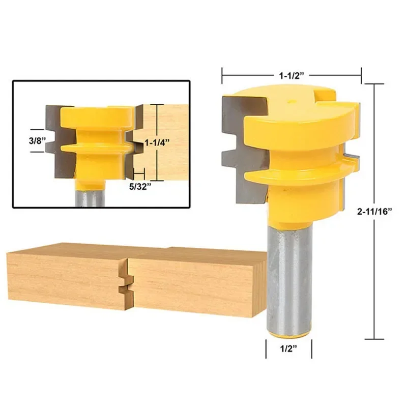목재 조각 테논 라우터 비트 세트, 서랍 몰딩, 45 도 잠금 마이터 비트, 접착제 조인트, 1/2 인치 12.7mm 생크 밀링 커터, 3 PCs/세트