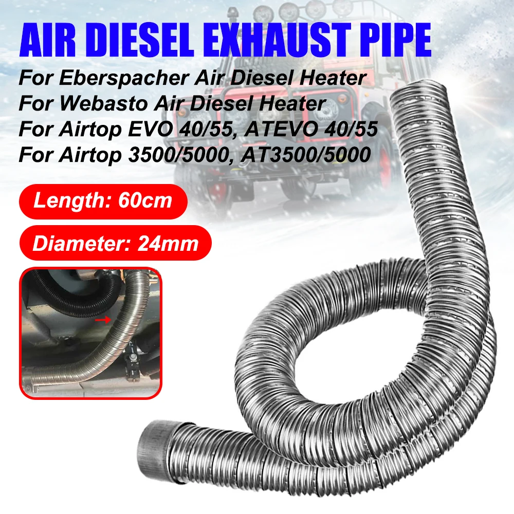 1Pcs 24mm Dual-layer 120cm Car Heater Exhaust Pipe Air Diesel Parking Heater Exhaust Hose Line Stainless Steel For Webasto