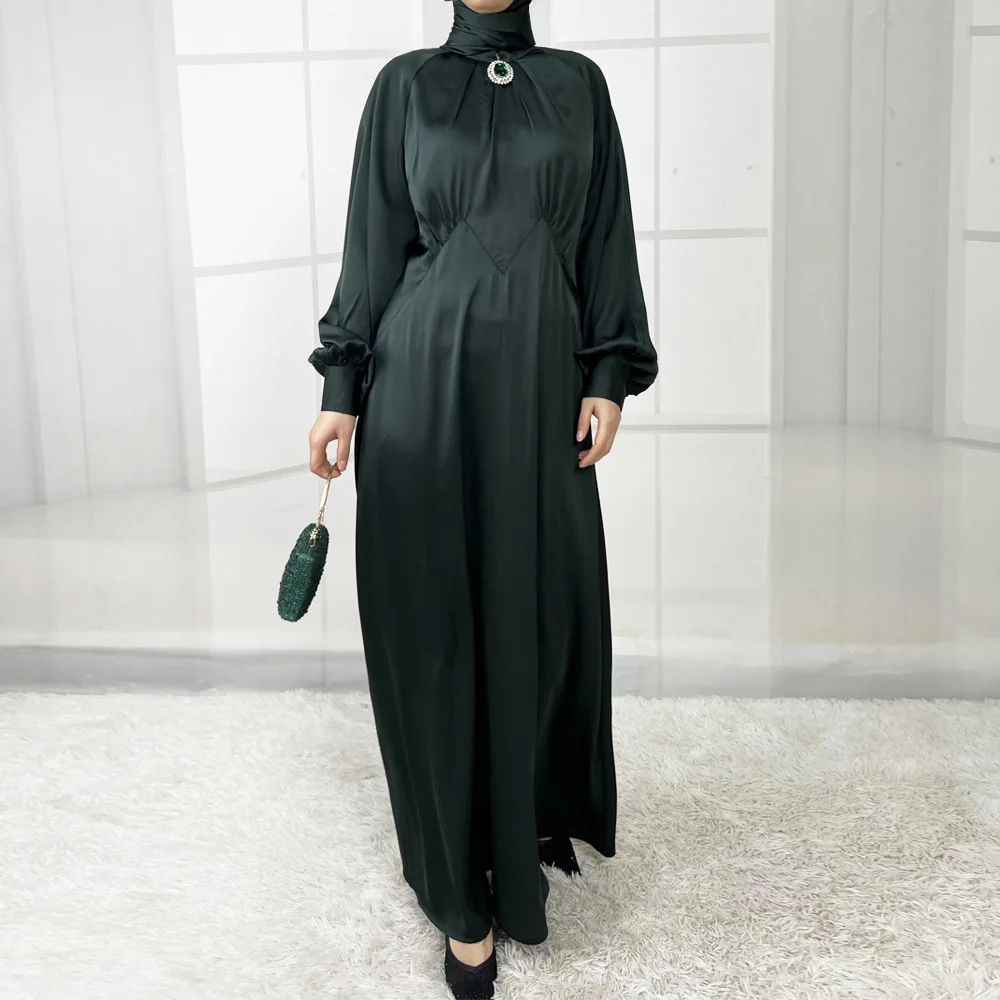 

Ramadan Eid Satin Abaya Dubai Luxury Muslim Kaftan Dress Abayas for Women Kebaya Robe Femme Musulmane Vestidos Islam Jalabiya