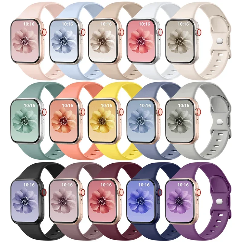 

Sport Straps For Apple watch band 44mm 45mm 41mm Ultra2 49mm 40 38/42mm 46mm Silicone bracelet iwatch series 10 7 9 8 6 5 4 3 SE