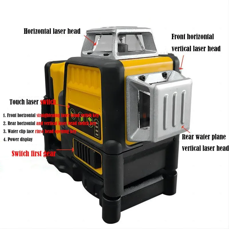 Alta precisão de rotação auto nível laser, 360 °, 12V, auto-nivelamento, super poderoso, feixe verde, 30m, 50m