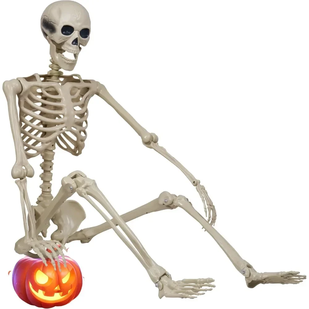 Human Skeleton Plastic for Halloween Decoration: Removable Halloween Human Skeleton Model - Human Skeleton with Jointed f