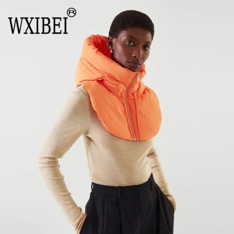 WXIBEI الخريف الشتاء المرأة المد الشرير الهيب هوب موضة تنوعا مبطن صدرية مقنعين وهمية الرقبة سترة الشارع الشهير تانك القمم