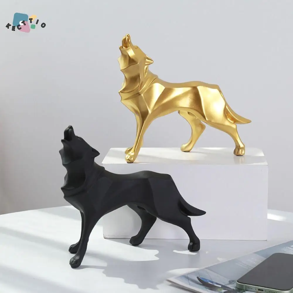 

Kawaii Nordic Wolf Desktop Figurine Mini Cute Geometry Animal Sculpture Exquisite Durable Wolf Resin Ornament Car