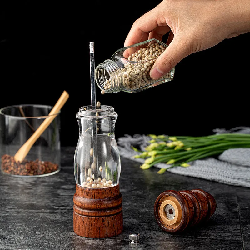 New Pepper Grinder 22CM Household Manual Grinding Salt Pepper Grinder Kitchen Solid Wood Pepper Grinder Tool