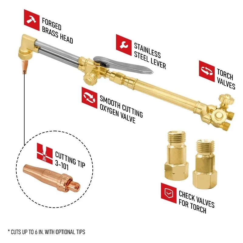 Oxy Acetylene Torch Kit with Heating Nozzle-6-MFA-1, 19pcs Gas Cutting Welding Kit, Medium Duty Oxygen Acetylene