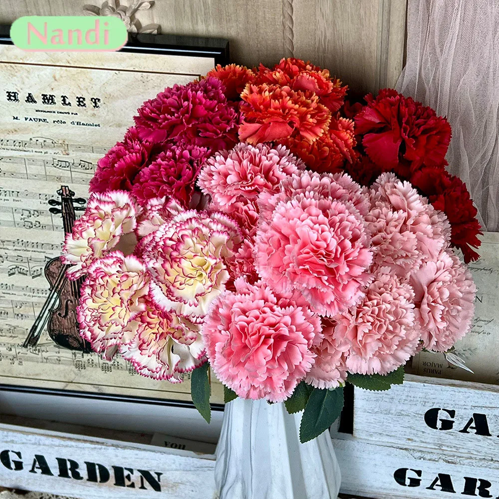 Ramo de clavel falso de 7 cabezas, flores artificiales, para mesa del hogar, centros de mesa de boda, decoración de fiesta y regalos navideños