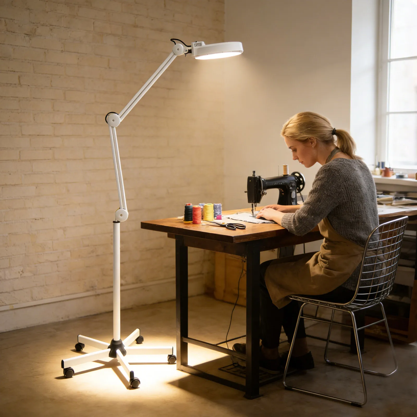 LED-vergrotende lamp met vloerstandaard, 5x vergroting, 360° °   Rotatieverstelbare lichttherapielamp voor ambachten, lezen en hobby's