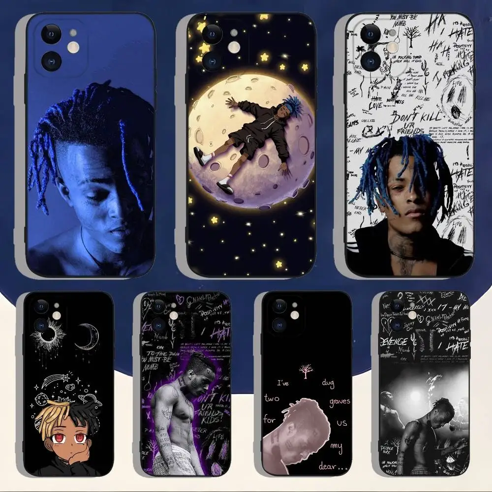 

X-XXXTENTACION Rapper Phone Case For iPhone 16,15,14,13,12,11,Pro,Max,Plus,X,XS,XR,SE,8,7,Mini,Soft Silicone Black Case