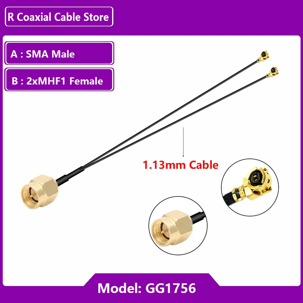 1to2 1to3 SMA Splitter Cable SMA Female to 2 x u.FL MHF Female RG1.13/0.81MM Pigtail Jumper WIFI Antenna Extension Coaxial Cable