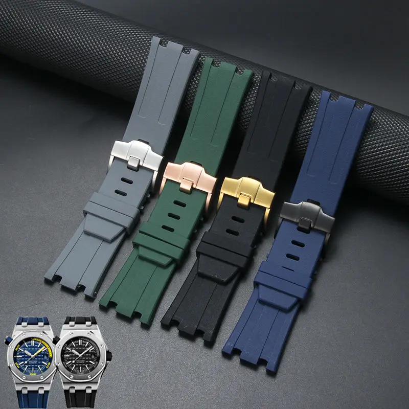 

Silicone Watch Accessories Band for Audemars and Piguet Royal Oak Strap Original AP 15710 26470 Rubber Sport men's Strap 28mm