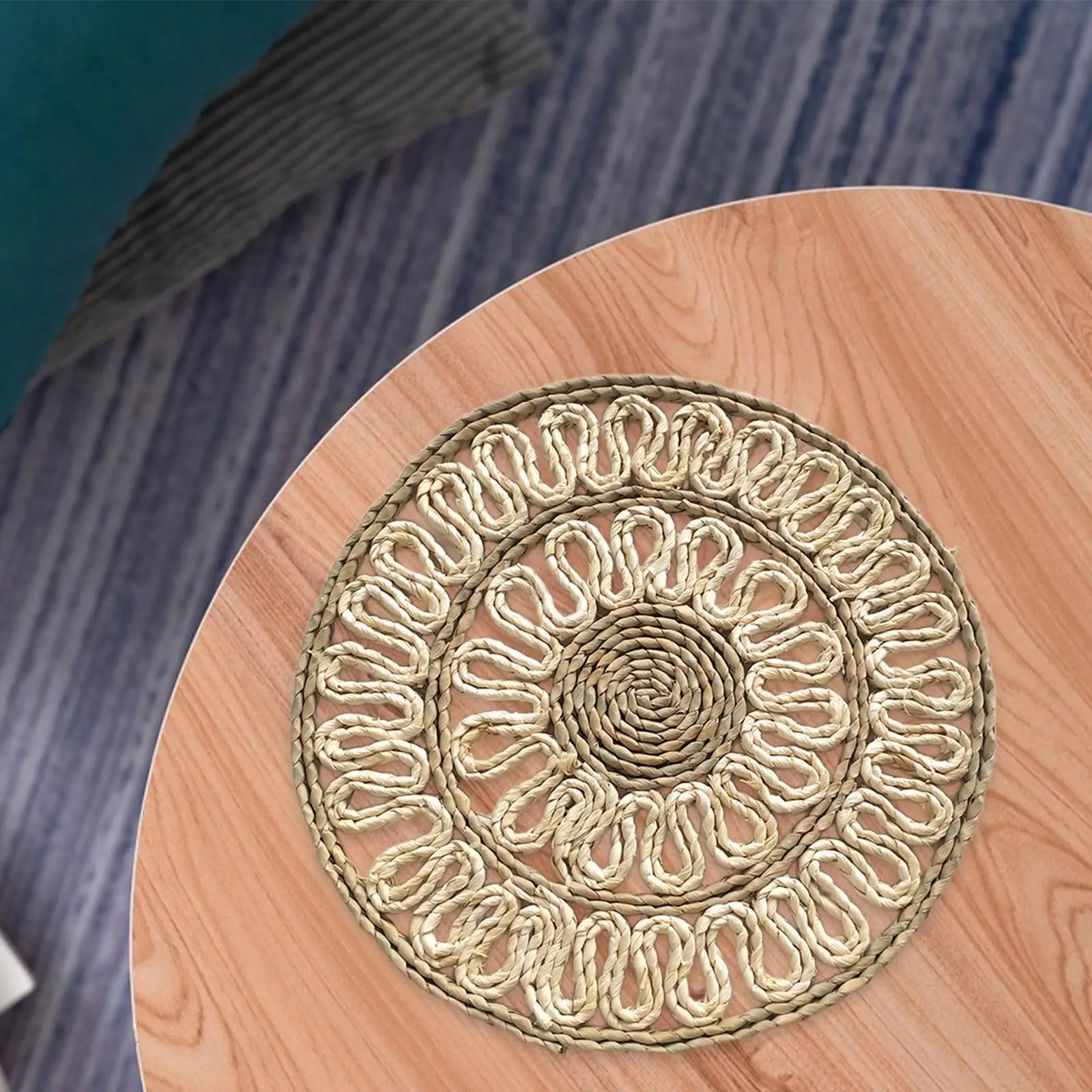 Straw Woven Placemat Round Anti Slip Rustic Table Mats for Home Decor Dining Table Centerpiece and Hotel Wedding Decoration