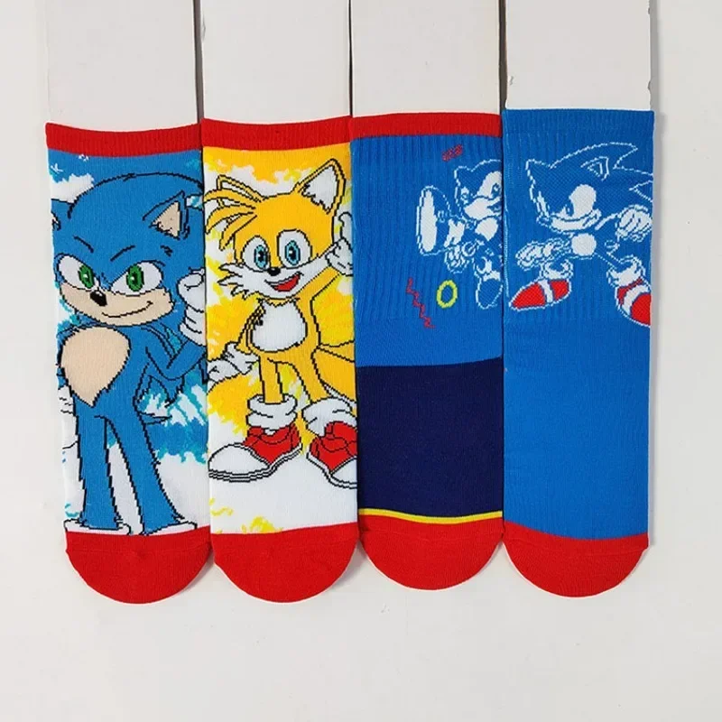 Sonics Children Cute Socks Cartoon Anime Pattern Boys Girls Fashion Four Seasons Sock Apparel Accessories Birthday Party Gifts