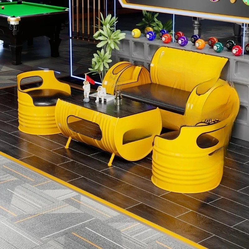 Industrial Wind Oil Drum Booth Bar Negotiation Lounge Area Commercial Creative Table and Chair Coffee Table Combination