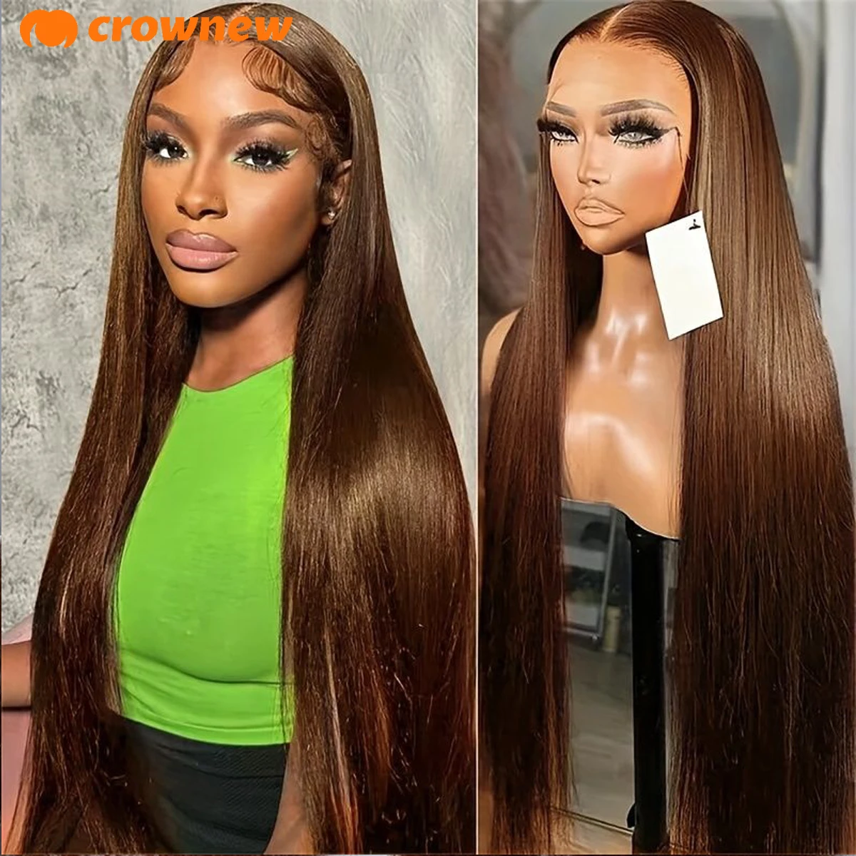 

Brown Human Hair Wig Straight Lace Front Wigs Human Hair 13x4 13x6 HD Lace Frontal Wig Pre Plucke Chocolate Brown Human Hair Wig