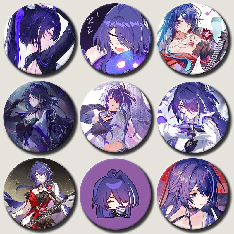Anime Character Acheron Pins Tinplate Badge Cartoon Acheron Brooches for Backpack Hat Clothes Decoration Fans Collection Gifts