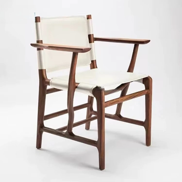 #Modern Nordic Furniture Ash Wood Solid Wood Armchair Living Room Furniture Accent Leather Leisure Arm Dining Chair