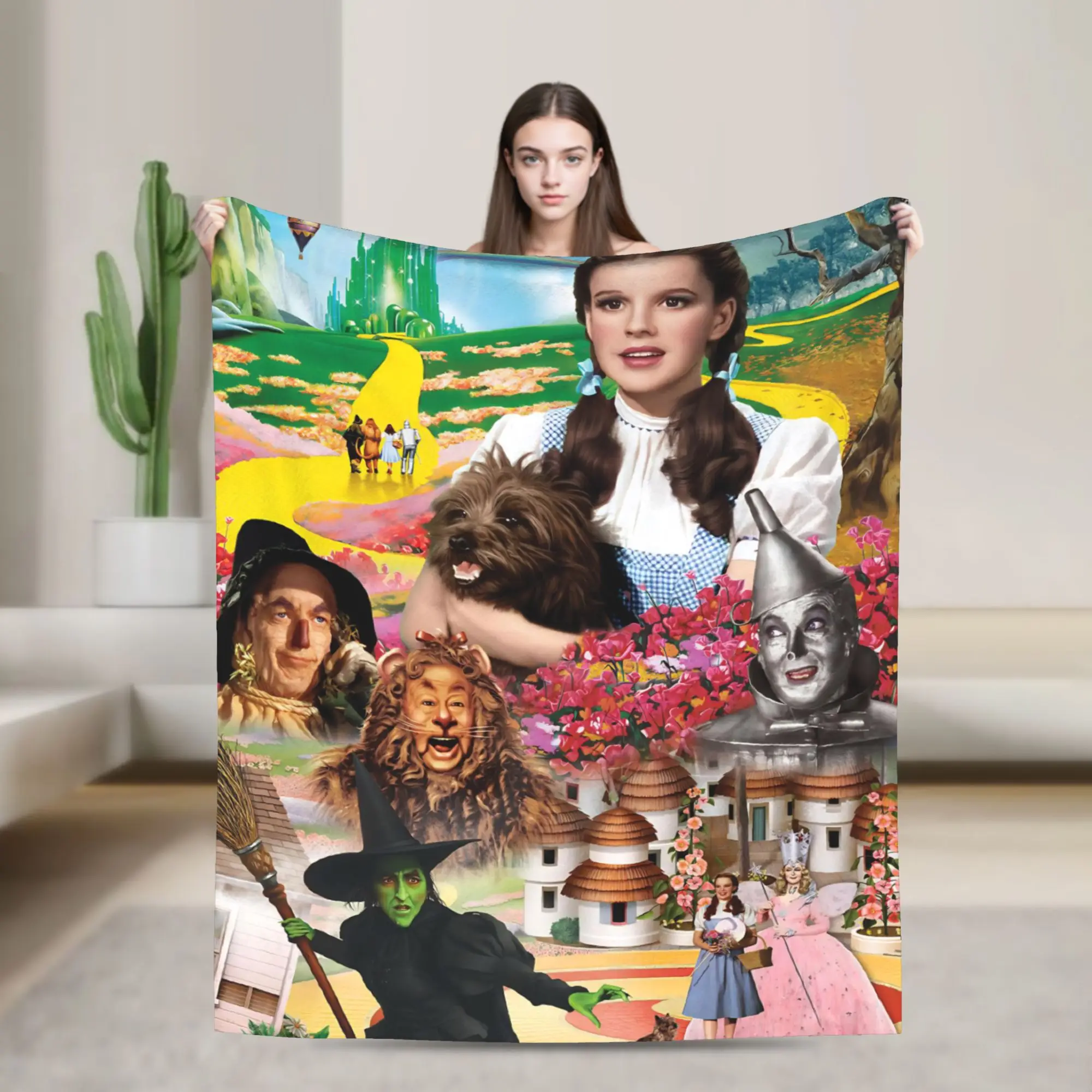 Wizards of Ozs Movie Flannel Throw Blankets  Cowardly Dorothy Tin Toto Blanket for Home Outdoor Super Soft Bed Rug