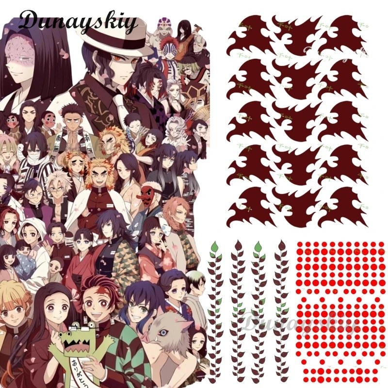

Brdwn Kamado Tanjirou Tomioka Giyuu Shinazugawa Sanemi Daki Enmu Cosplay Tattoo Stickers