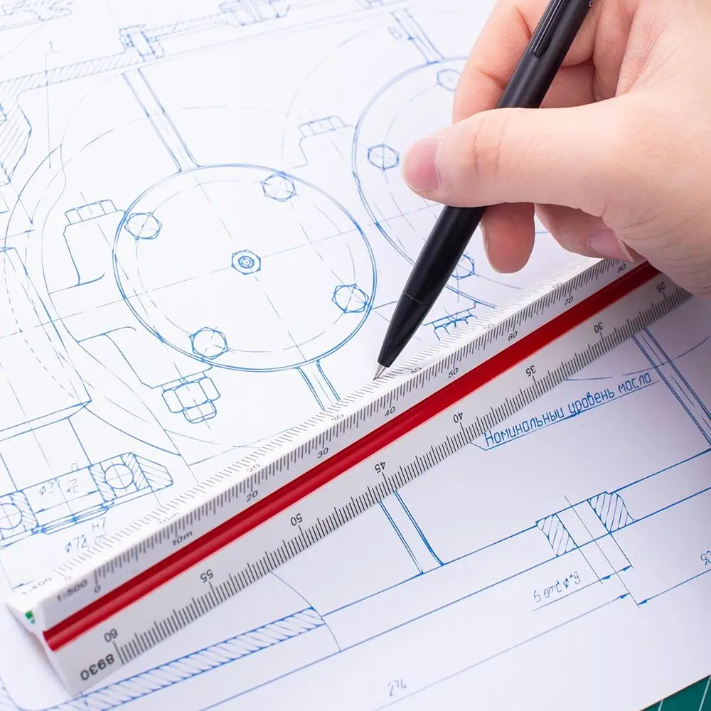 Imagem -02 - Régua de Escala Plástica Triangular Régua de Design Multifuncional para Arquiteto Ferramenta de Elaboração de Engenheiro Multicolorida 30cm