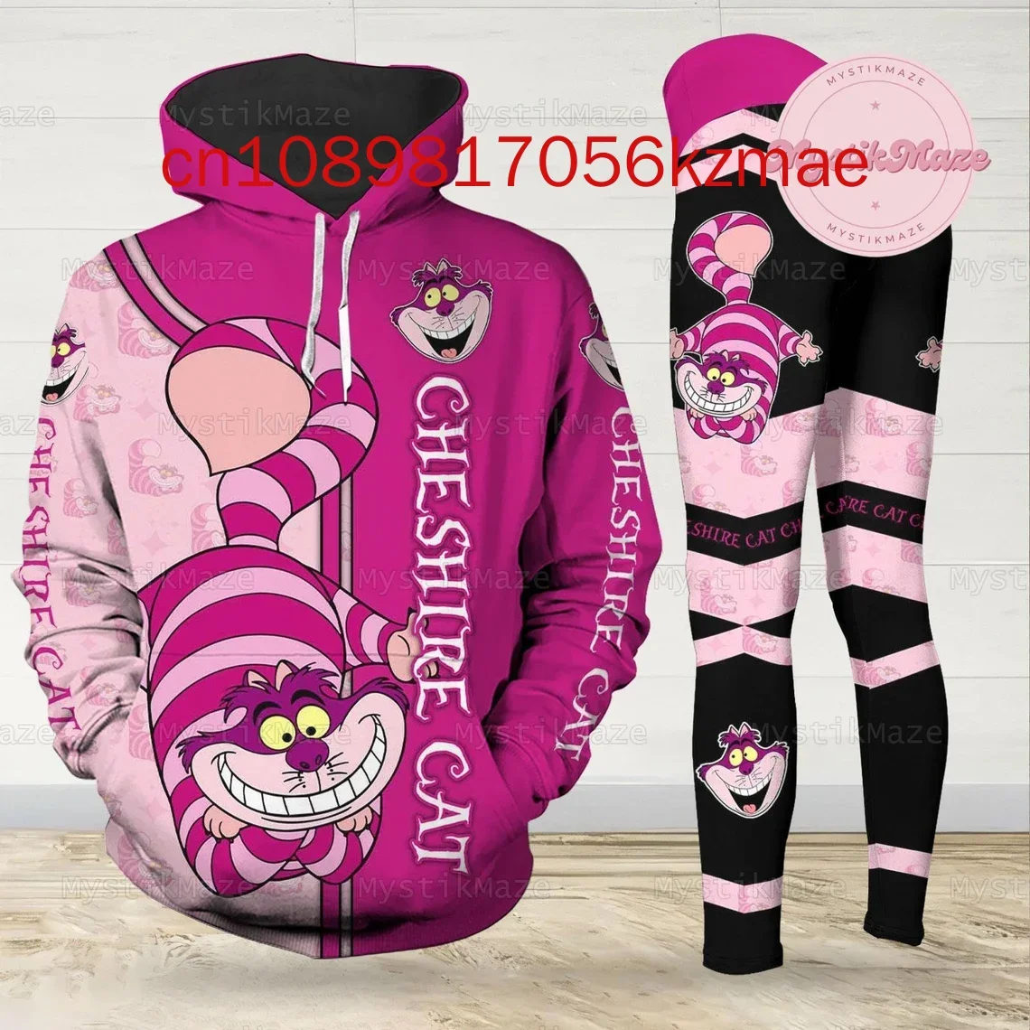 New Free Custom Disney Cheshire Cat Hoodie Leggings Suit Women\'s Diseny Hoodie Yoga Pants Sweatpants Fashion Tracksuit Sets