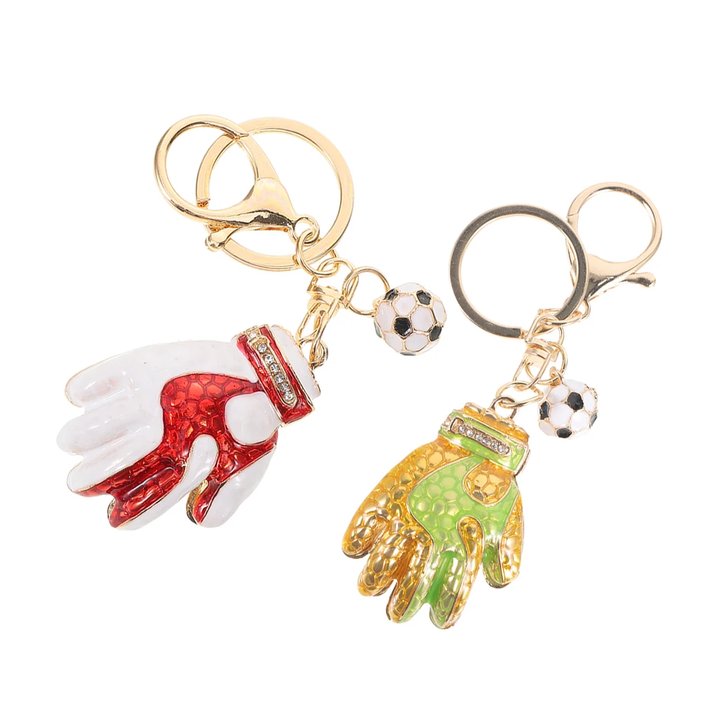 

2pcs Football Goalkeeper Gloves Keychain Creative Sports Lover Present Metal Backpack Hanging Decor Pendant Bag Charm