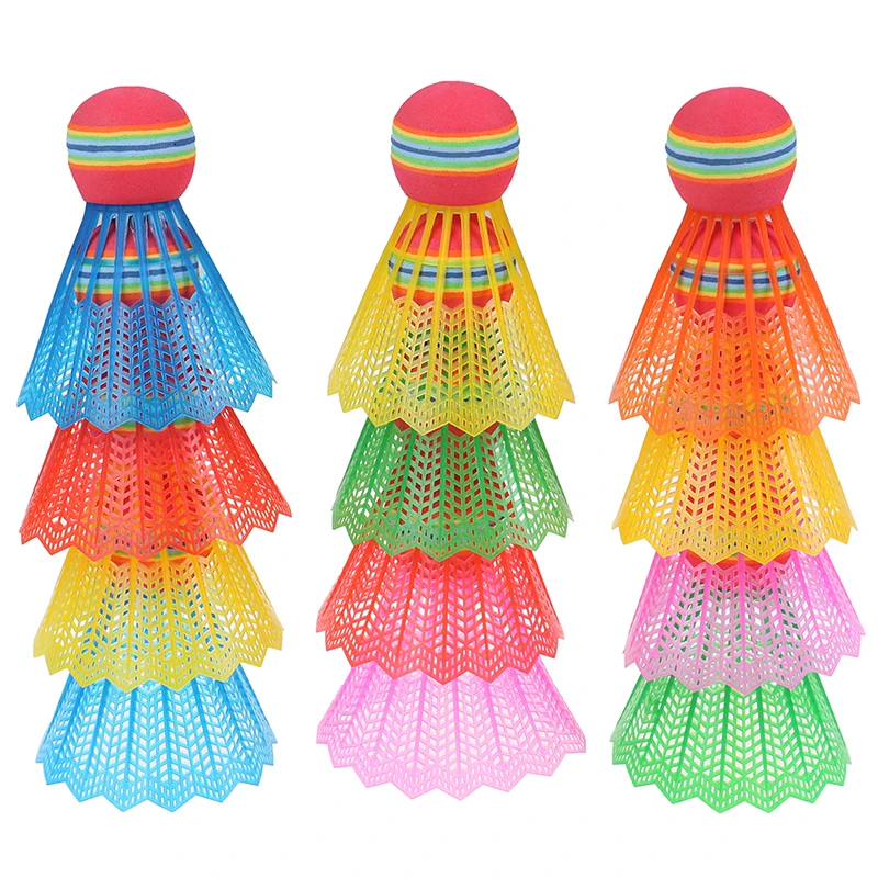 

^[LA]12 PCS Badminton EVA Rainbow Ball Head Nylon Badminton Feathers For Game Sport