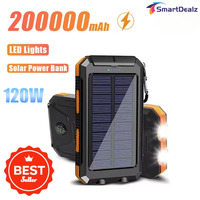 200000mAh Power Bank Fast Charging Outdoor Large Capacity External Battery Solar PowerBank Flashlight For iPhone Xiaomi Samsung
