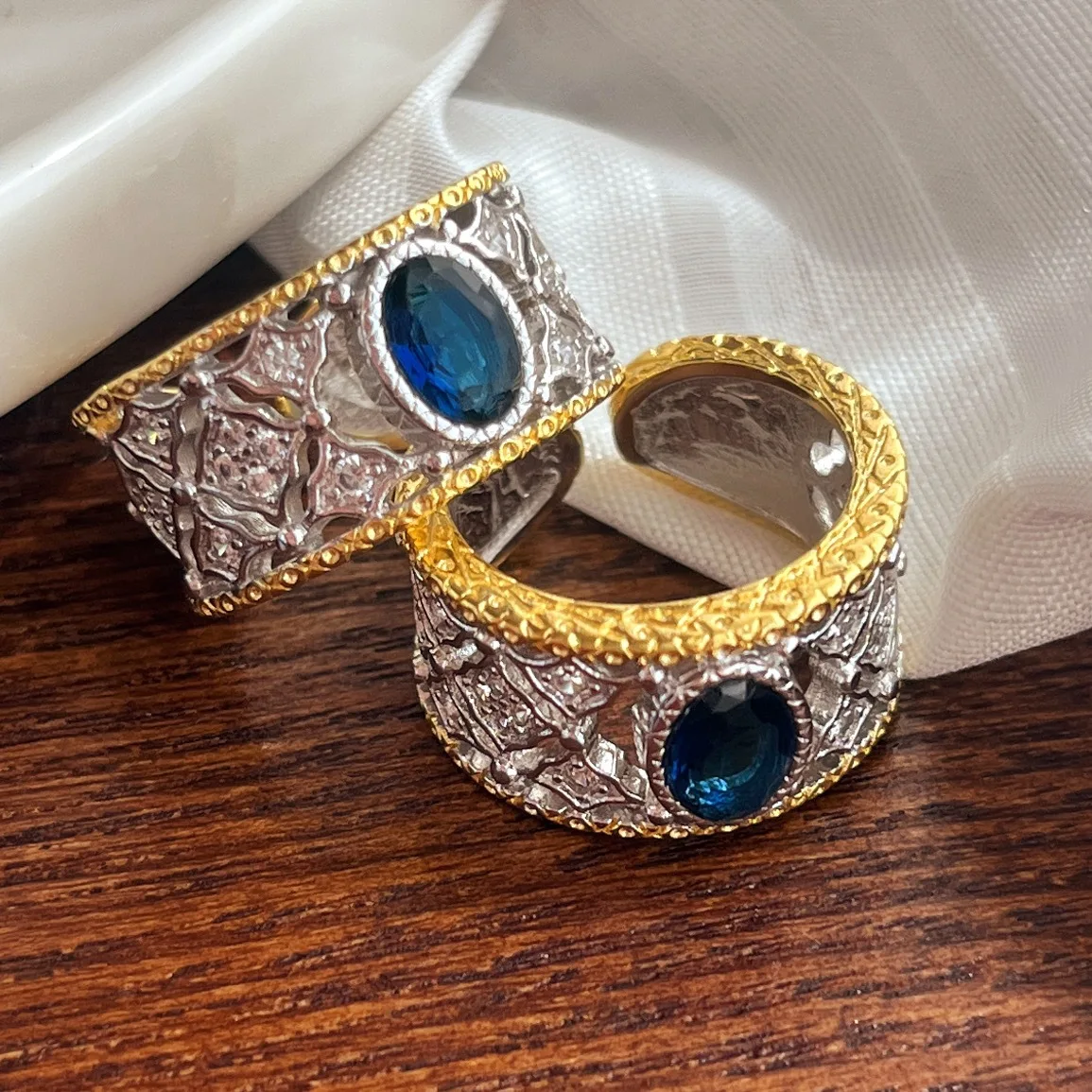 

European retro high-quality sapphire ring jewelry