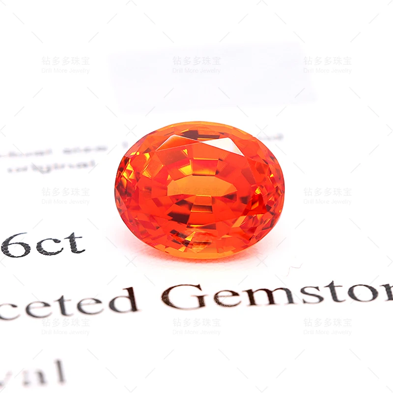 Top Lab Bred Sapphire Orange Oval Cut 5.96ct Can Be Customized Pendant Ring DIY Jewelry Raw Material Manufacturers Direct