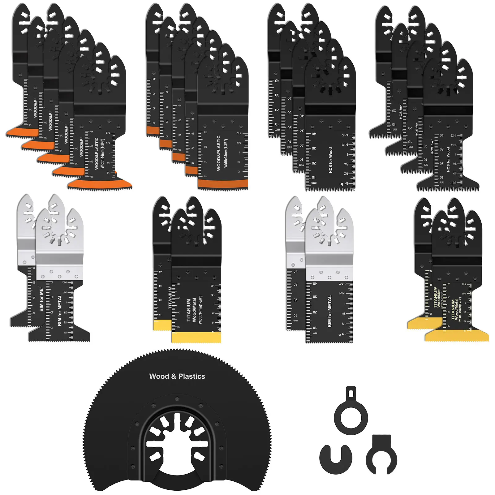 

27Pcs Oscillating Saw Blade Set Universal Quick Release Arc Edge Oscillating Multitool Blade for Cutting Wood Plastic Metal